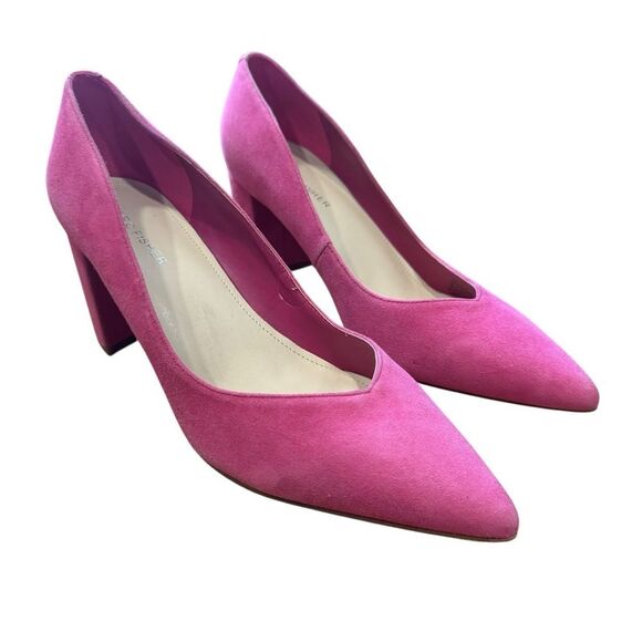 Revolve Marc Fisher Caitlin Hot Pink Slip On Suede Leather Pump Block Heels - Picture 4 of 10